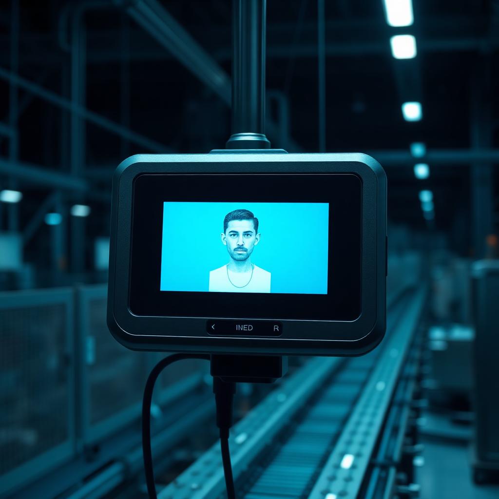 Delta-X Trust Facial Recognition Terminal deployed on a production line